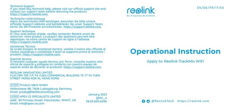 Reolink TrackMix WiFi Quick start guide