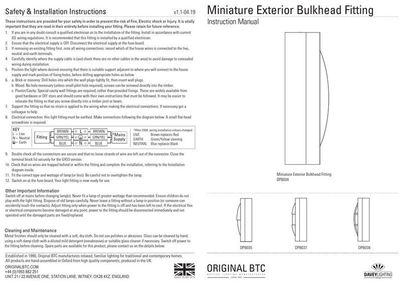 Original BTC DAVEY LIGHTING DP8034 instruction manual Original BTC DAVEY LIGHTING DP8034 instruction manual