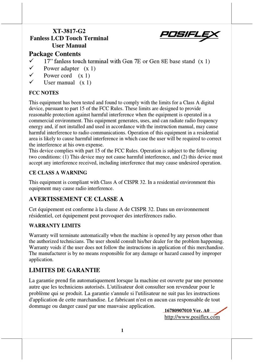 POSIFLEX XT-3817-G2 User manual