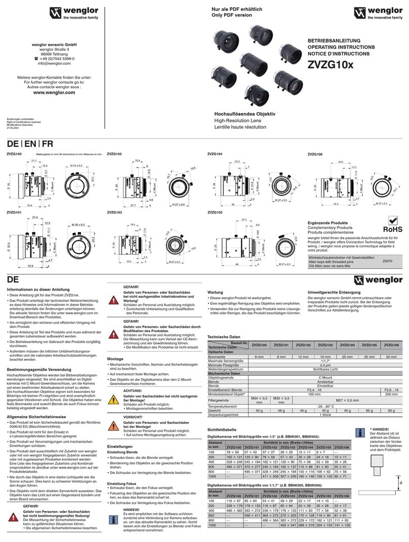 Wenglor ZVZG10 Series operating instructions
