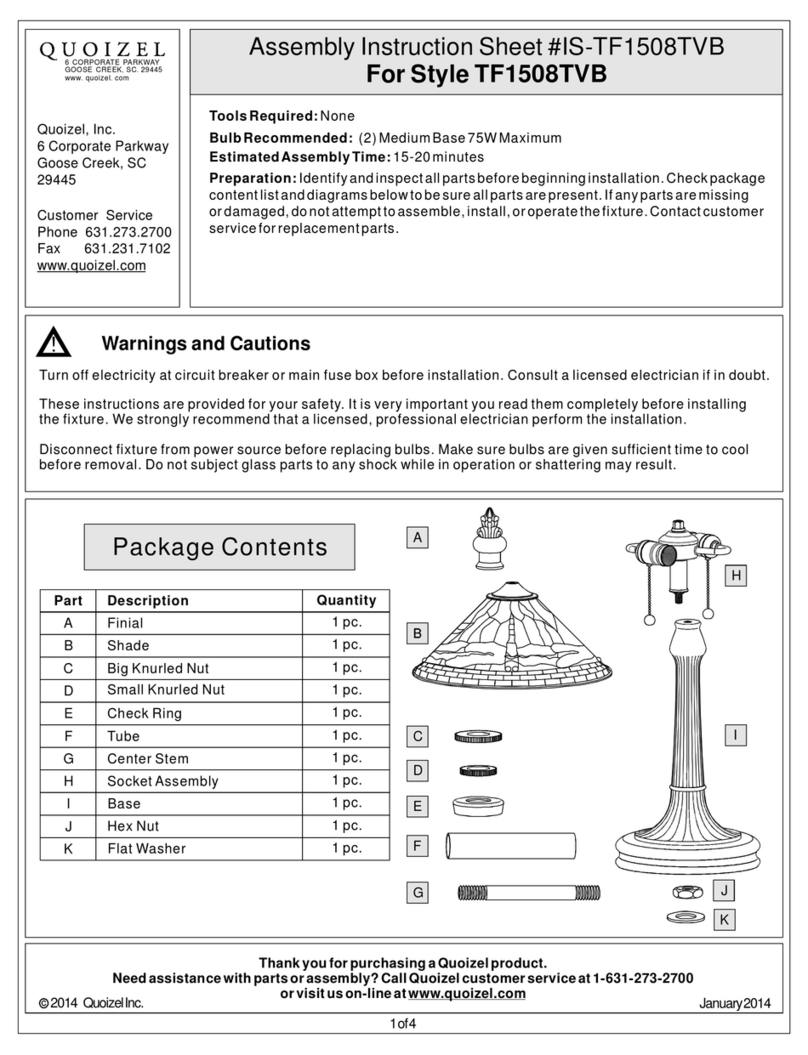 Quoizel King TF1508TVB Mounting instructions Quoizel King TF1508TVB Mounting instructions