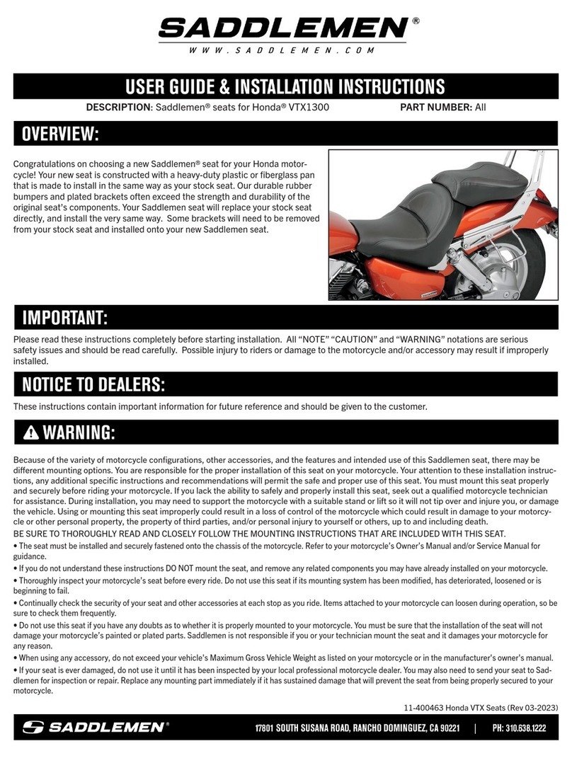 Saddlemen H03-10-016 User's guide & installation instructions