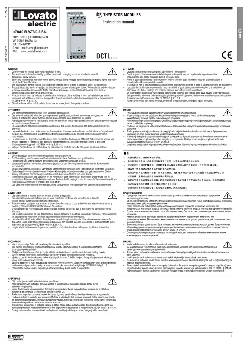 LOVATO ELECTRIC DCTL Series User manual