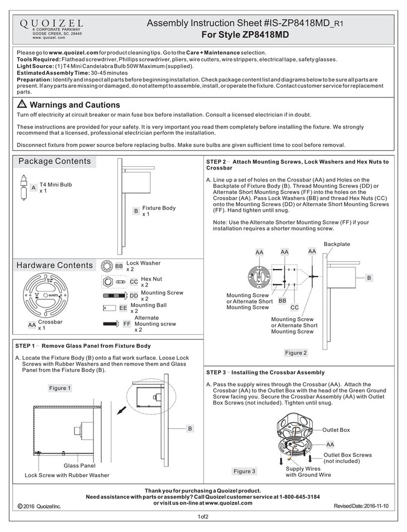 Quoizel Zephyr ZP8418MD Assembly instruction sheet