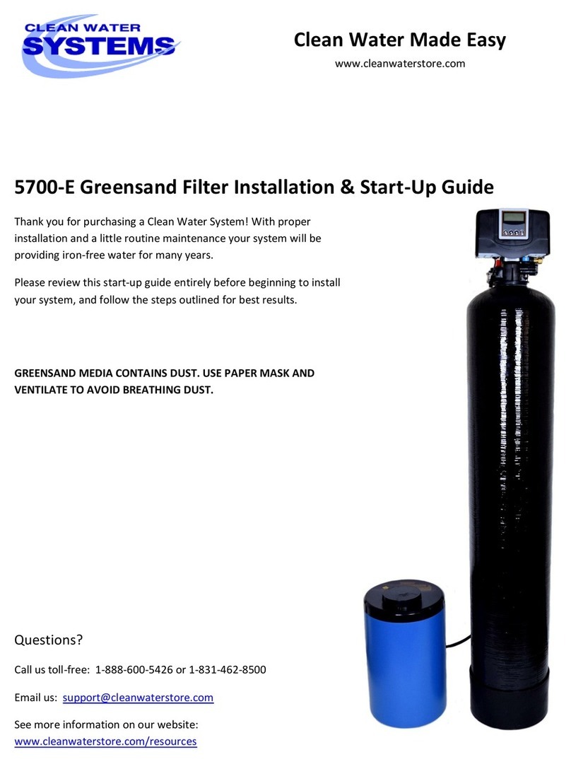 Clean Water Systems Greensand 5700-E Installation manual