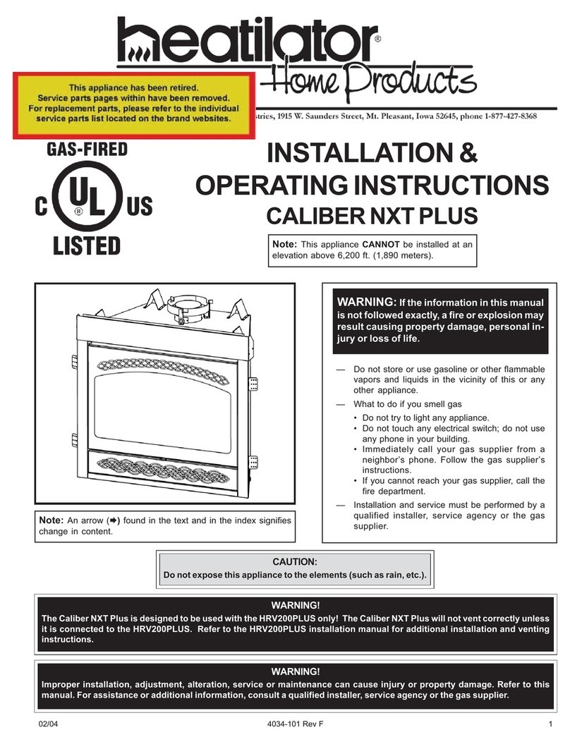 Heatilator CALIBER NXT PLUS Installation & operating instructions