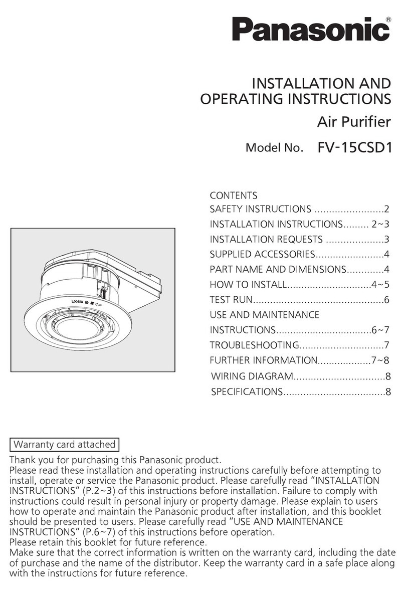 Panasonic FV-15CSD1 Installation and operating instructions Panasonic FV-15CSD1 Installation and operating instructions