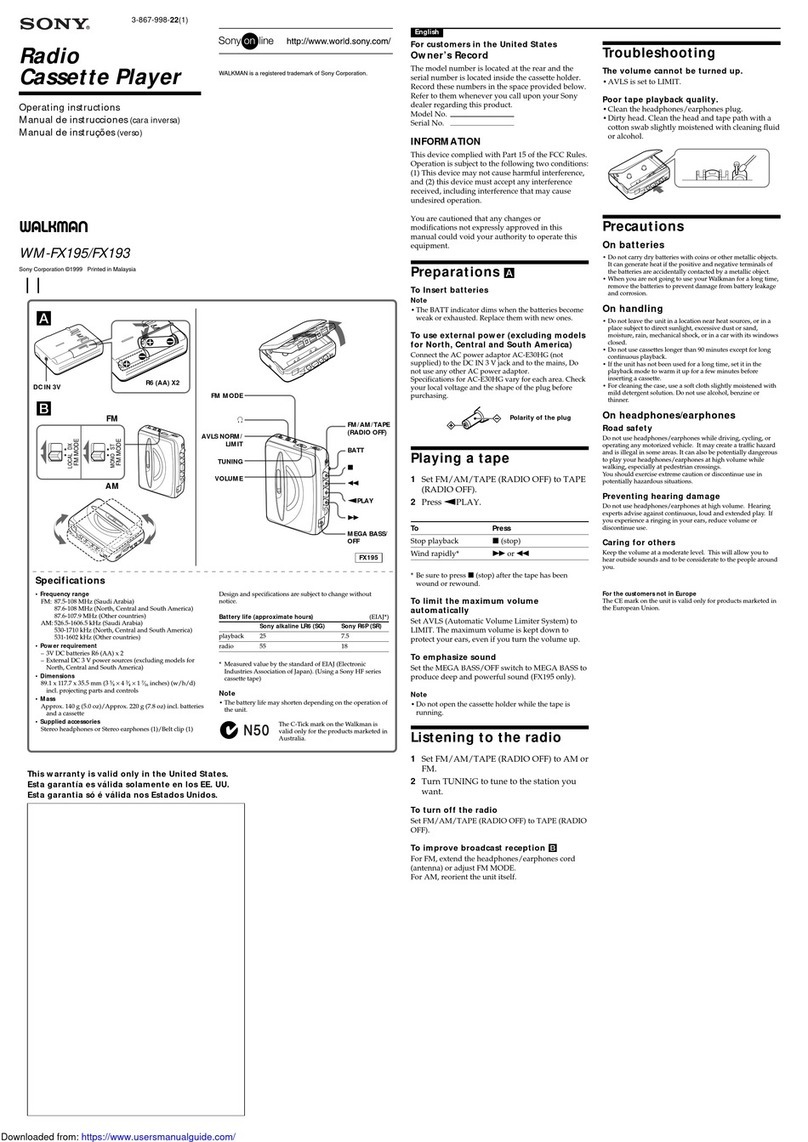 Sony Walkman WM-FX195 User manual