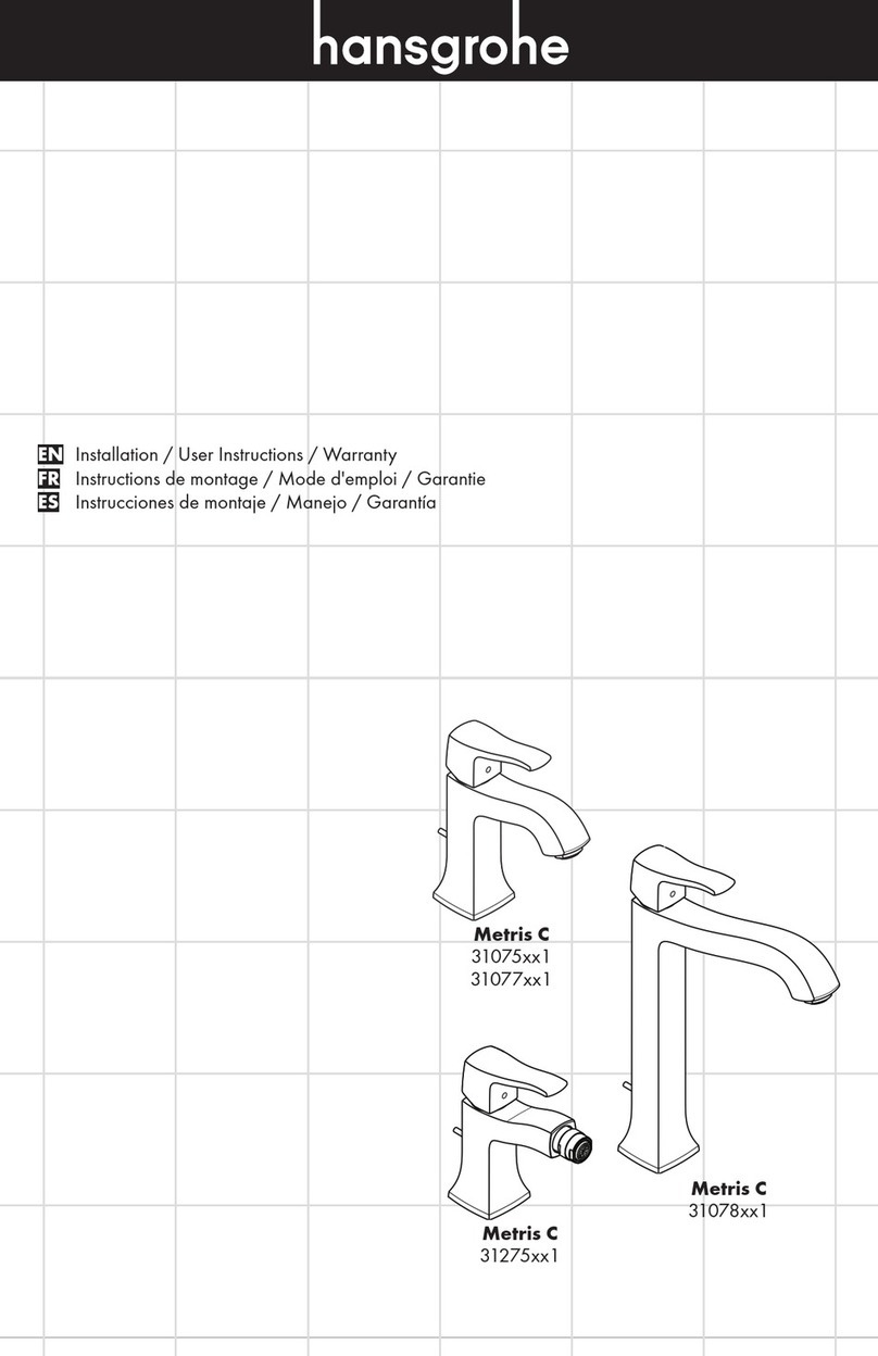 Hans Grohe Metris C 31075 1 Series Installation/User Instructions/Warranty Hans Grohe Metris C 31075 1 Series Installation/User Instructions/Warranty