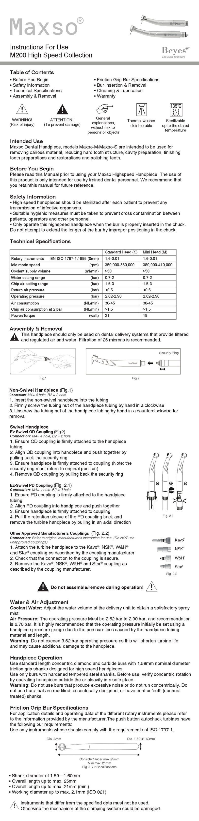 BEYES Maxso High Speed M200 Instructions for use