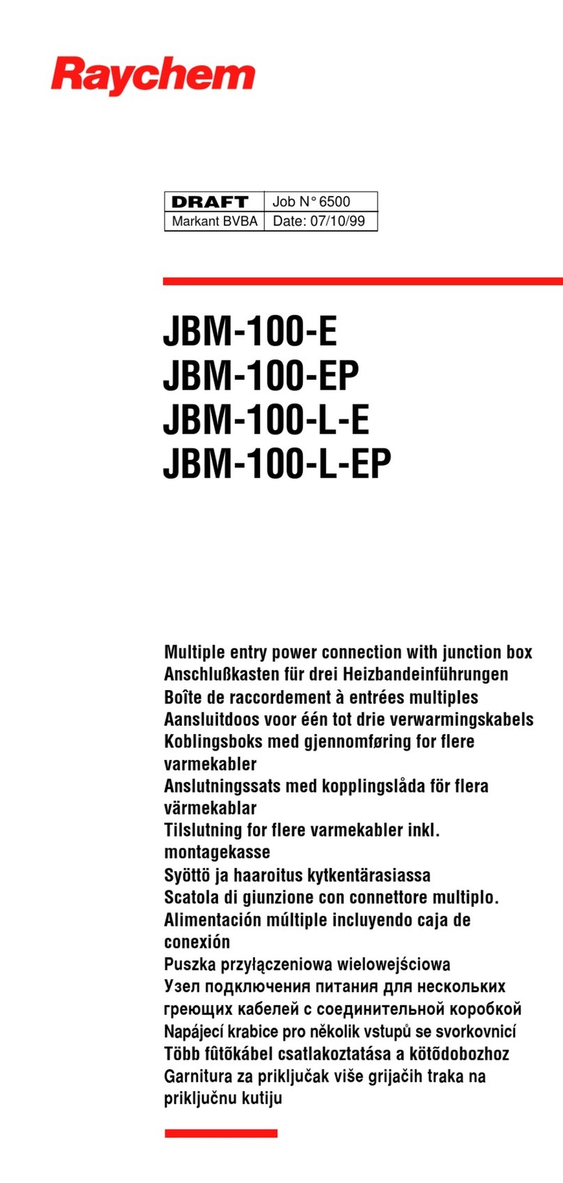 Raychem JBM-100-E manual