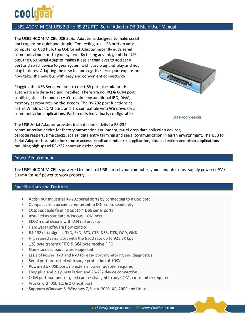 CoolGear USB2-4COM-M-CBL User manual