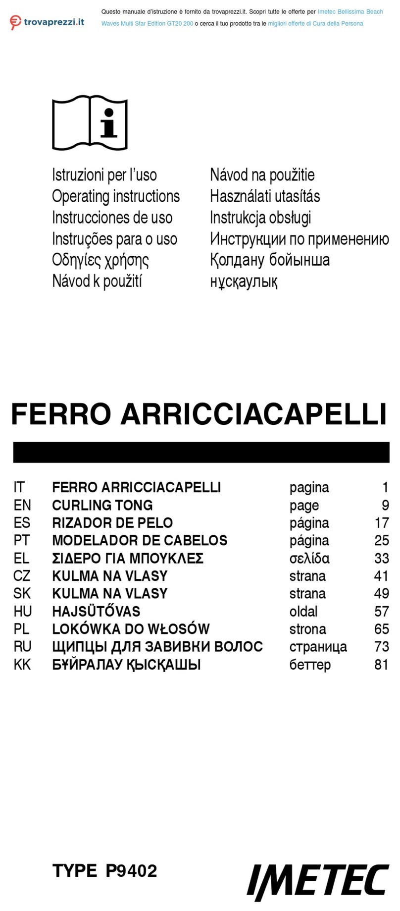 Imetec GT20 200 User manual