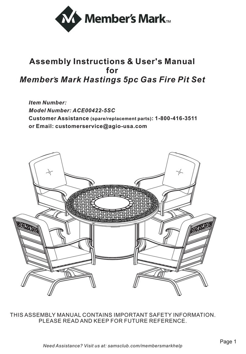 Members Mark Hastings 5pc Gas Fire Pit Set ACE00422-5SC Assembly instructions & user manual Members Mark Hastings 5pc Gas Fire Pit Set ACE00422-5SC Assembly instructions & user manual