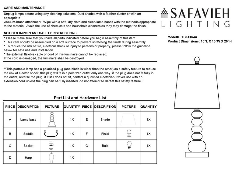 Safavieh Lighting TRACE TBL4164A manual
