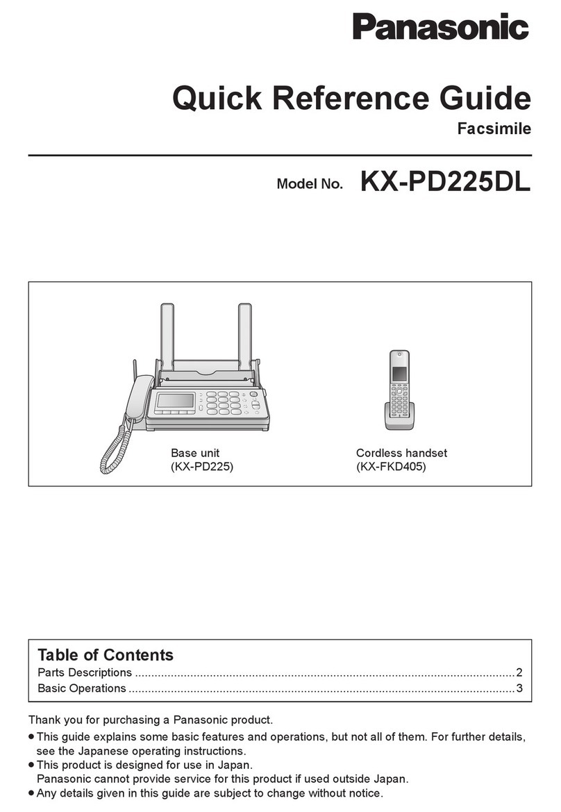 Panasonic KX-PD225DL Quick reference guide