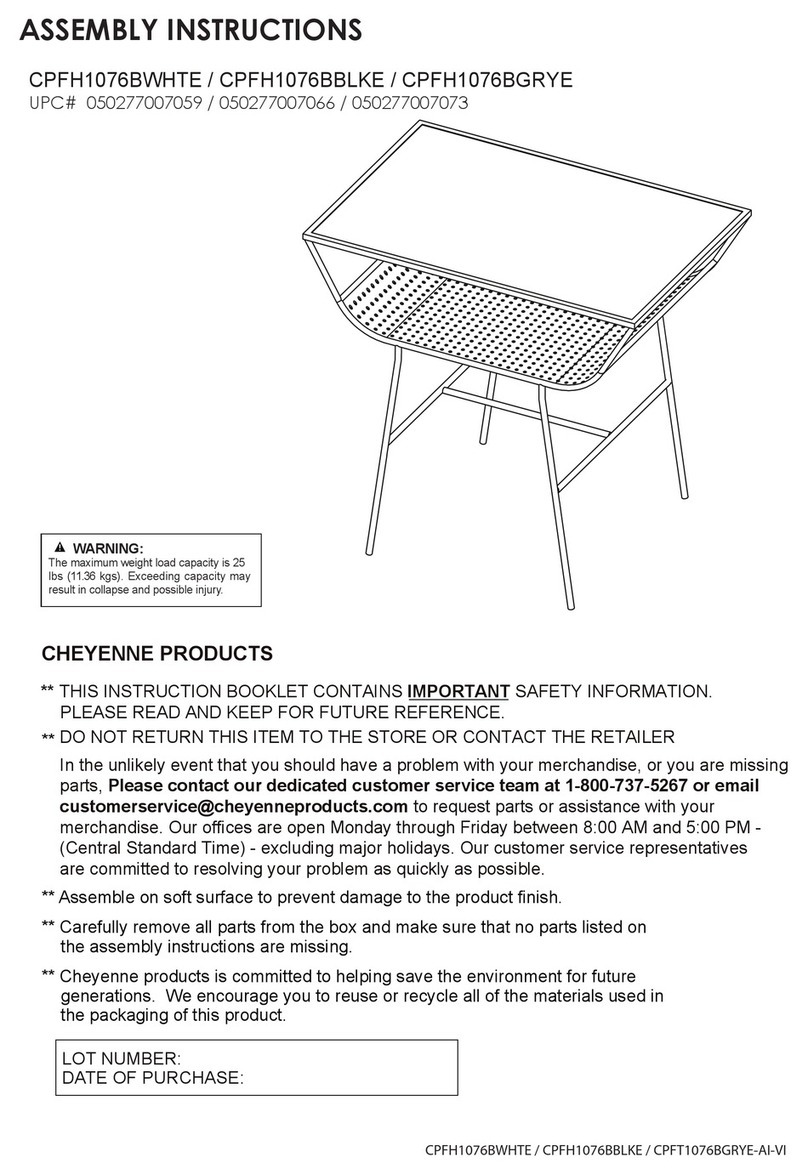 Cheyenne Products CPFH1076BWHTE Assembly instructions