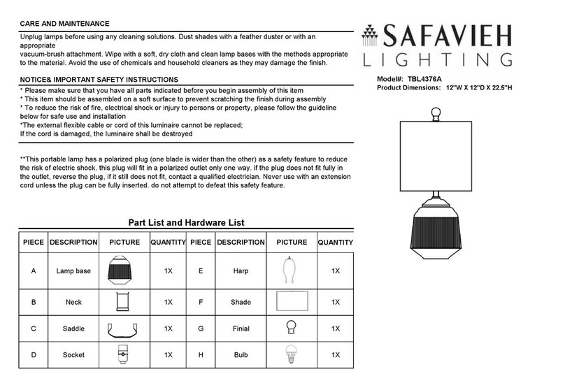Safavieh Lighting RELION TBL4376A manual