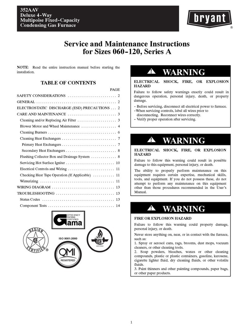 Bryant 4-WAY MULTIPOISE TWO-STAGE CONDENSING GAS FURNACE... Installation and user guide