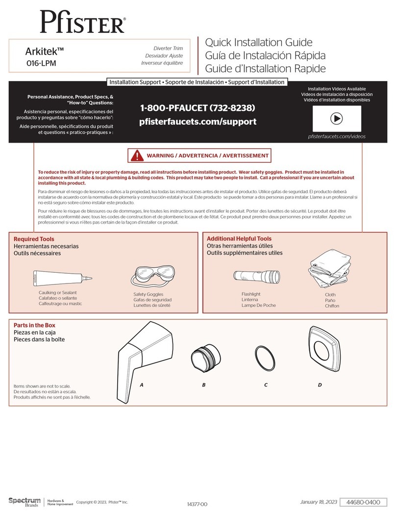 Pfister Arkitek 016-LPM Quick installation guide