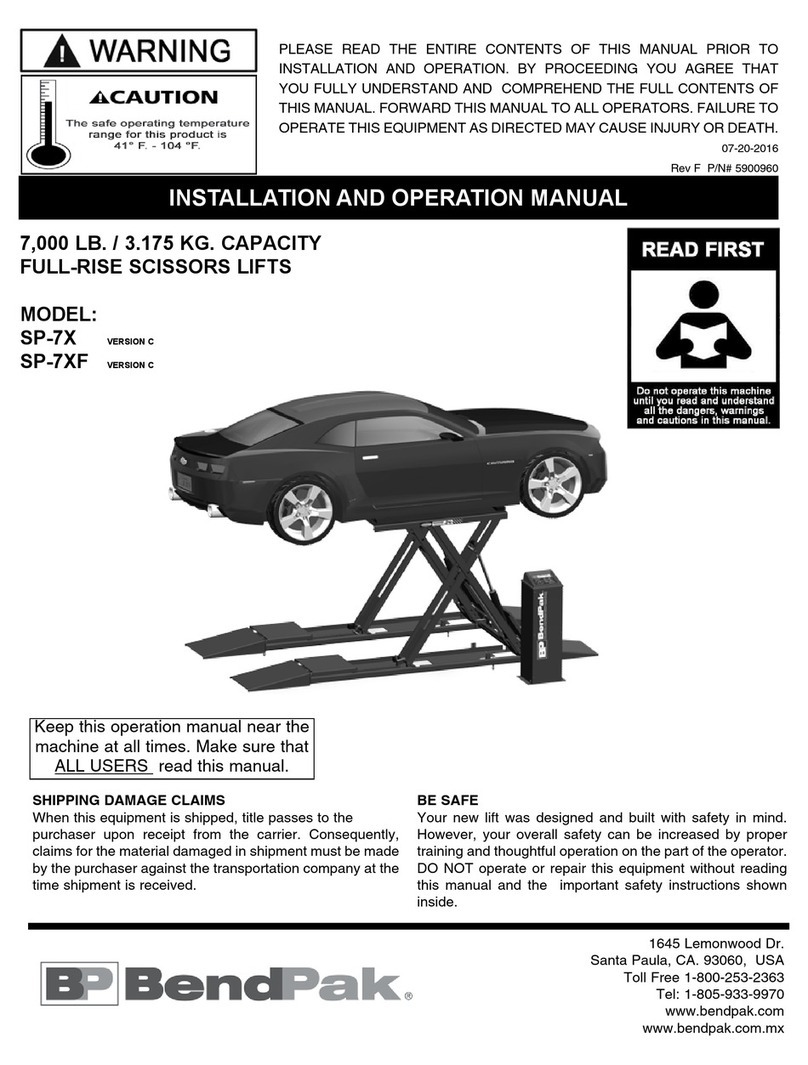 Bend-Pak SP-7XF User manual