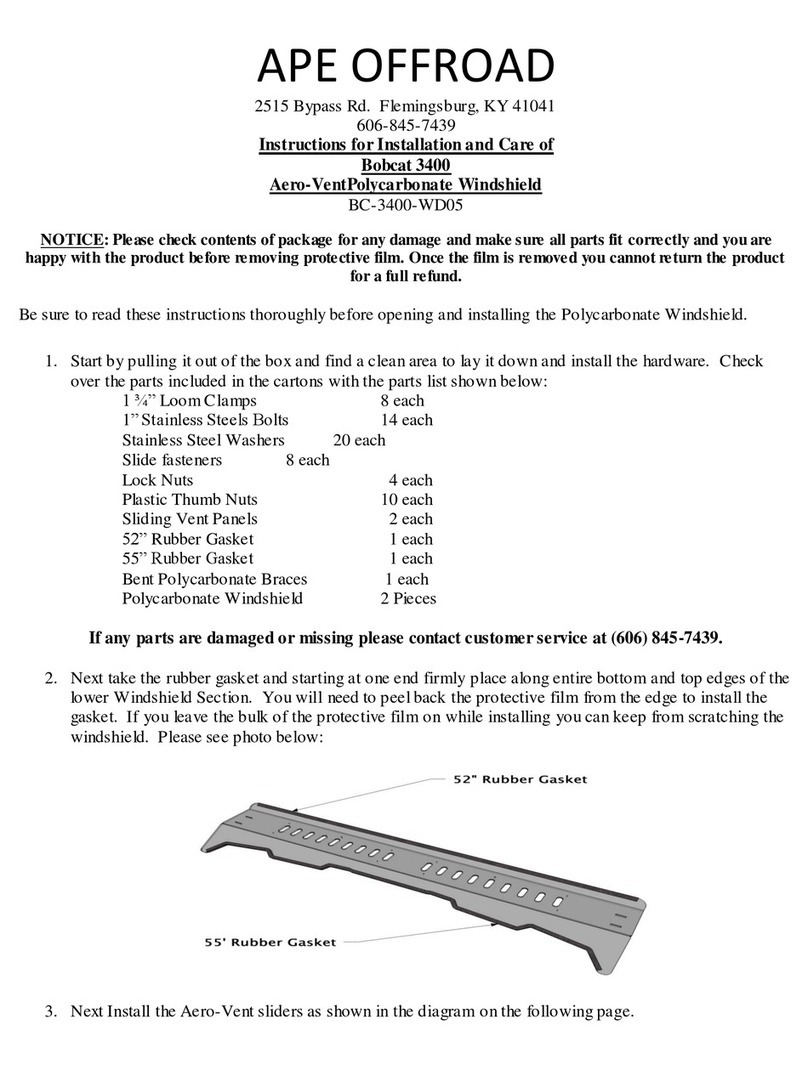 APE OFFROAD BC-3400-WD05 Instructions for Installation and Care