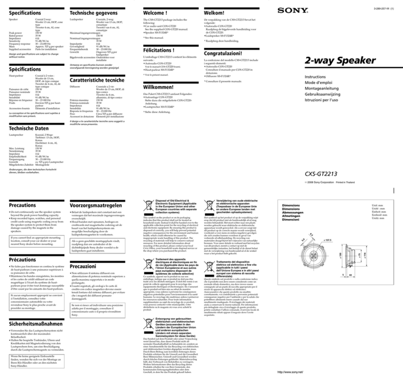 Sony CXS-GT2213 instructions
