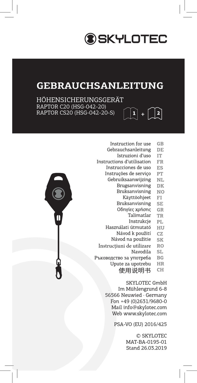 SKYLOTEC RAPTOR C20 User manual