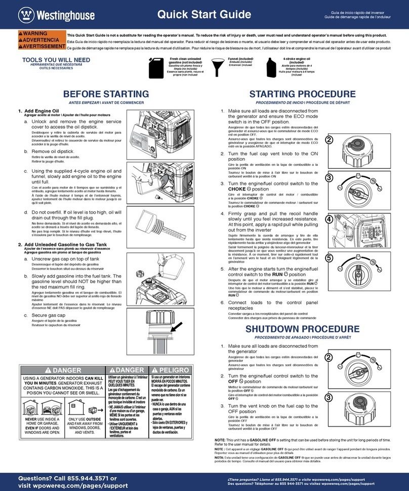 Westinghouse iGen1500c quick start guide