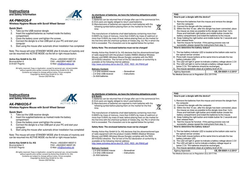 Active Key AK-PMH2OS-F instructions