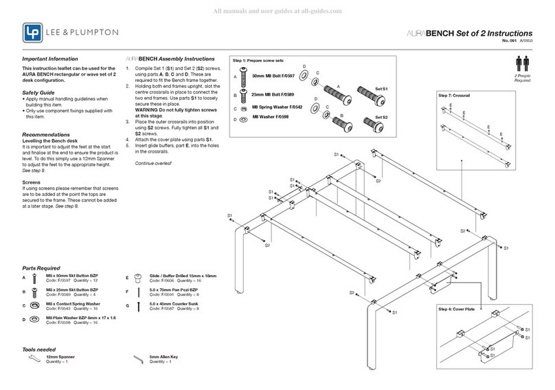 Lee & Plumpton AURABENCH instructions Lee & Plumpton AURABENCH instructions