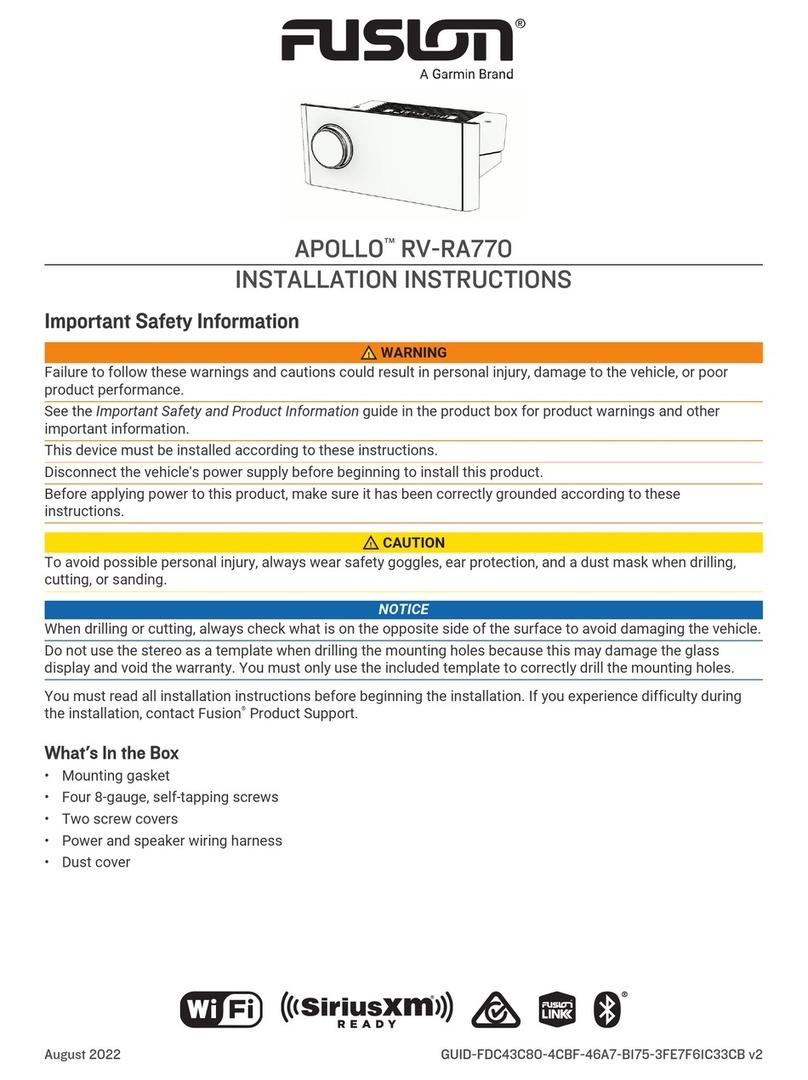 Garmin Fusion APOLLO RV-RA770 installation instructions