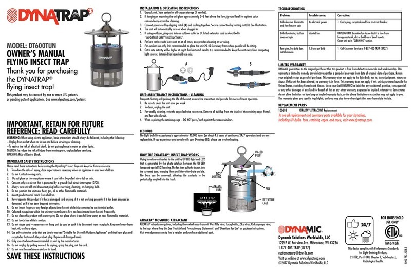DynaTrap DT600TUN User manual