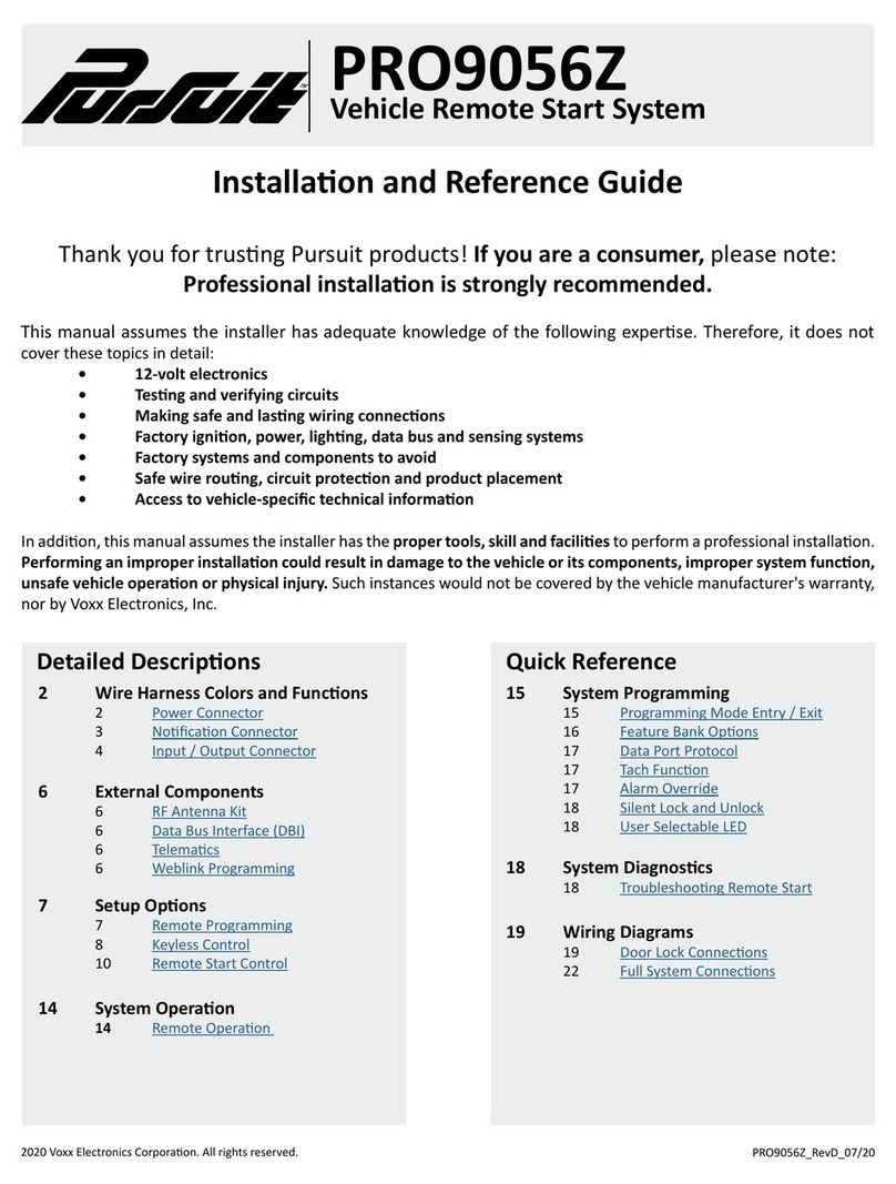 Voxx Electronics Pursuit PRO9056Z Installation and operating manual