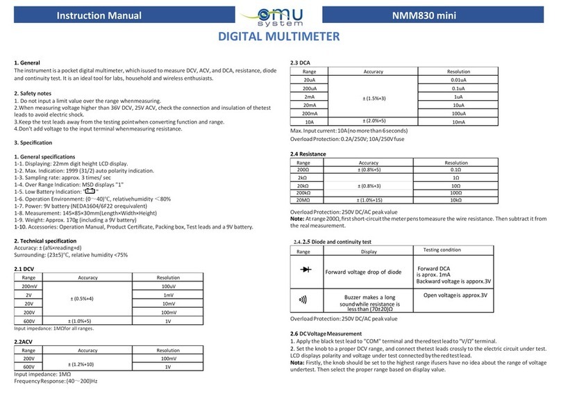 omu system NMM830 mini instruction manual
