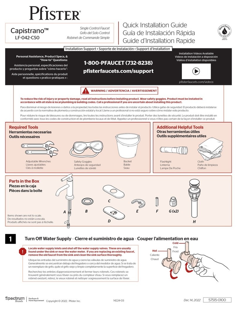 Spectrum Brands Pfister Capistrano LF-042-CS0 Quick installation guide