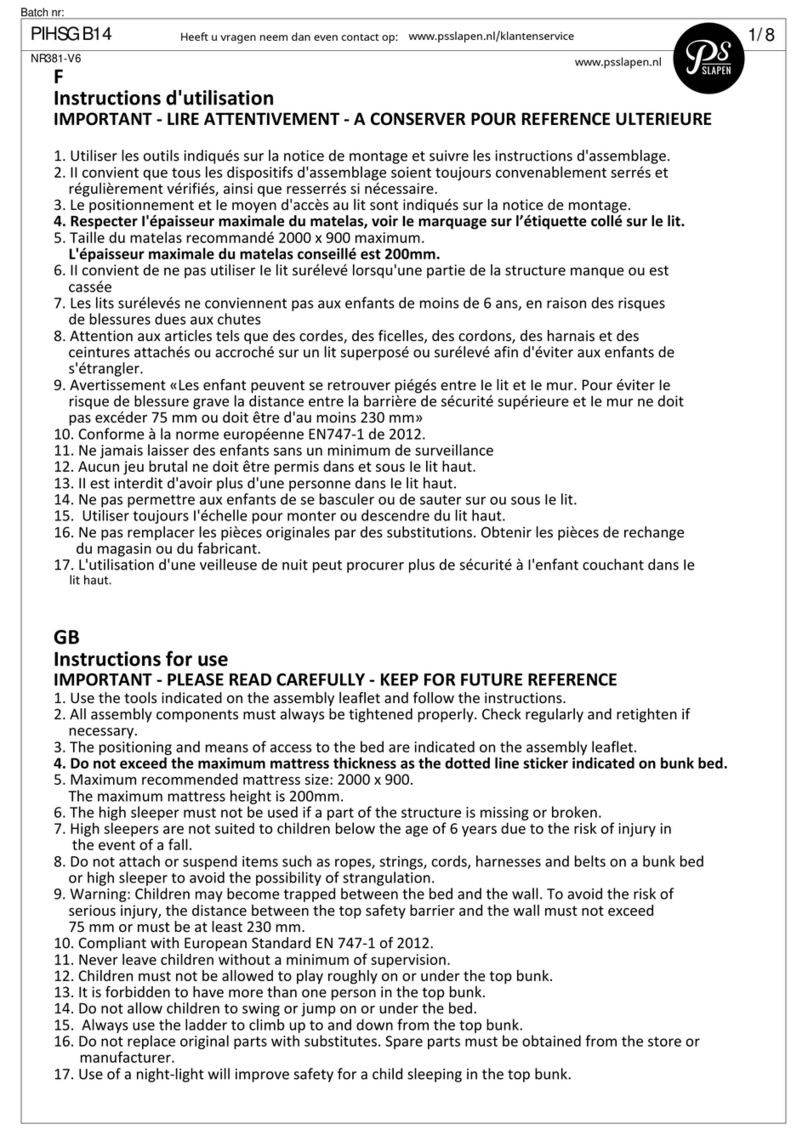 PS Slapen PIHSGB14 Instructions for use
