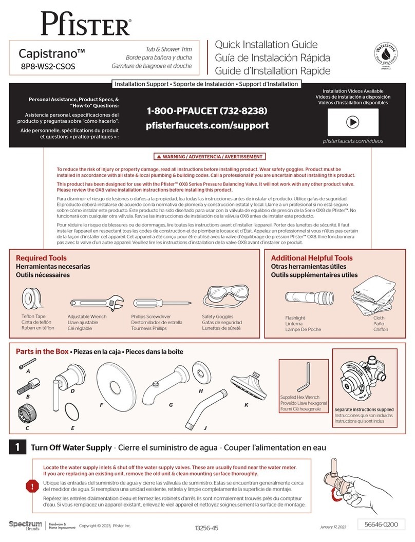 Spectrum Brands Pfister Capistrano 8P8-WS2-CSOS Quick installation guide Spectrum Brands Pfister Capistrano 8P8-WS2-CSOS Quick installation guide