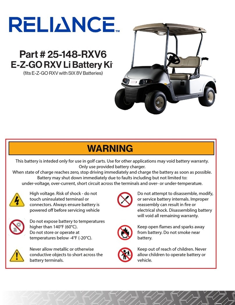 Reliance 25-148-RXV6 E-Z-GO RXV Li Battery Kit installation instructions Reliance 25-148-RXV6 E-Z-GO RXV Li Battery Kit installation instructions