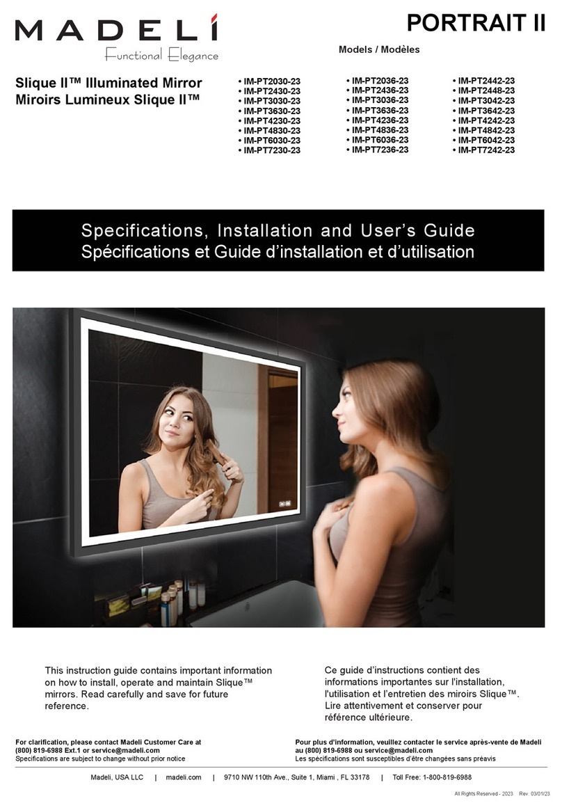 Madeli Slique II PORTRAIT II Specifications, Installation and User’s Guide Madeli Slique II PORTRAIT II Specifications, Installation and User’s Guide
