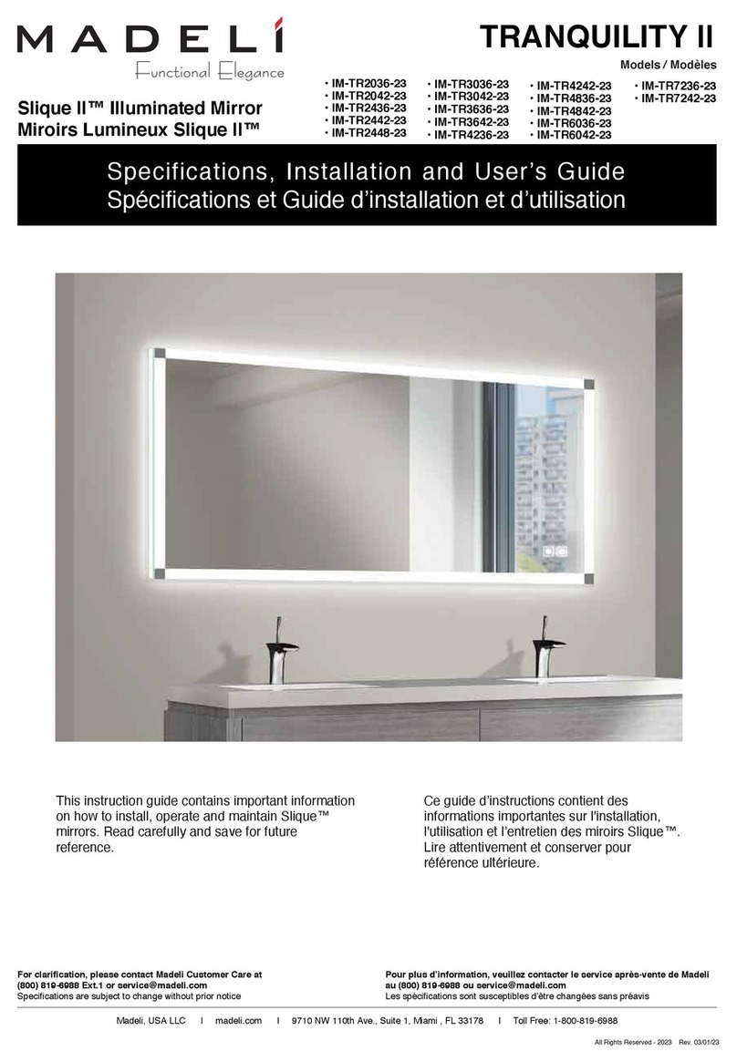 Madeli Slique II TRANQUILITY II Specifications, Installation and User’s Guide