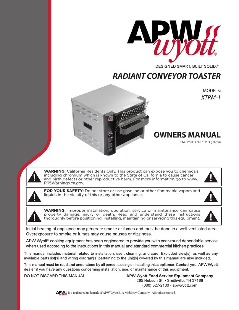 APW Wyott XTRM-1 owner's manual