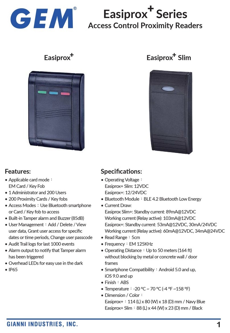 Gianni Industries GEM Easiprox+ Series installation guide