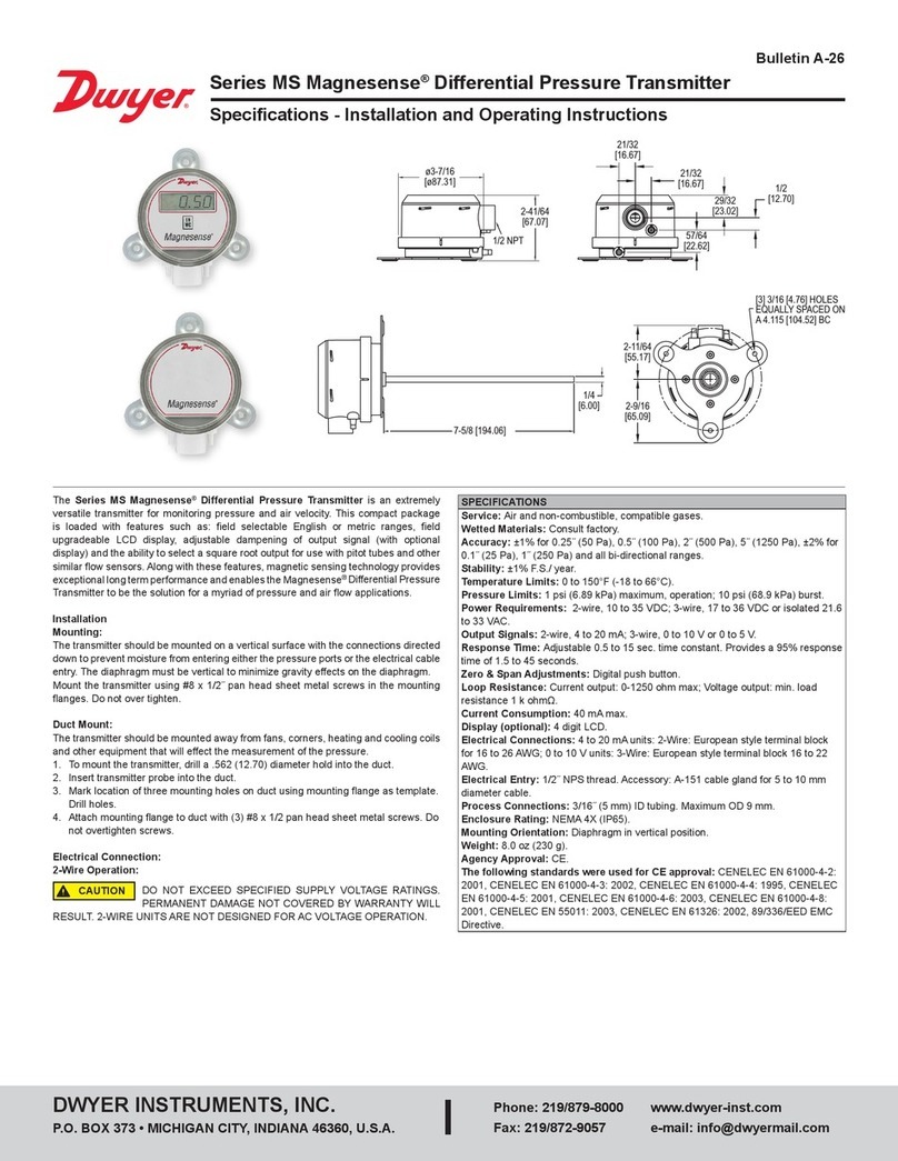 Dwyer Instruments Magnesense DWMS-112 Installation and operating instructions