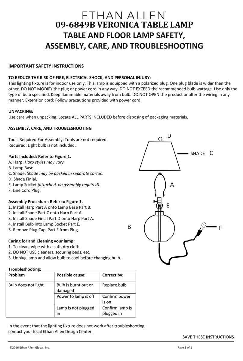 Ethan Allen VERONICA 09-6849B quick start guide
