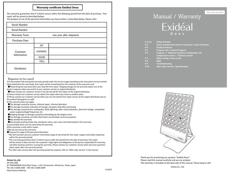 Haslux Exideal Deux manual