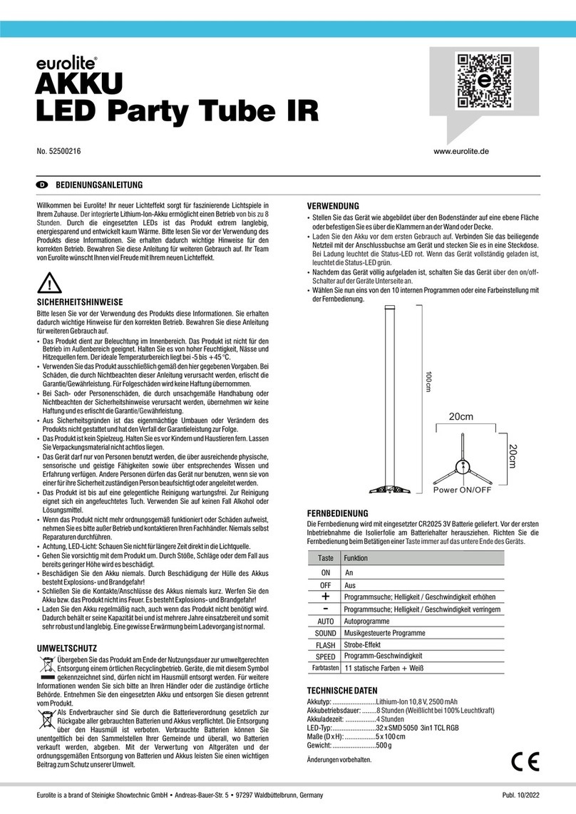 EuroLite AKKU LED Party Tube IR user manual