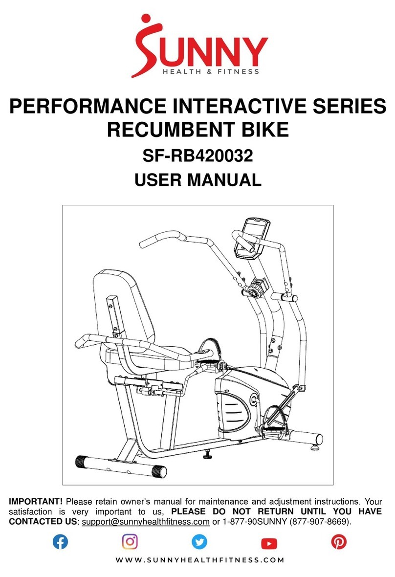 Sunny Health & Fitness PERFORMANCE INTERACTIVE Series user manual