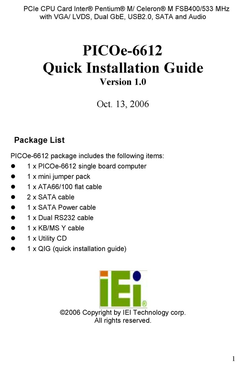 IEI Technology PICOe-6612 Series User manual