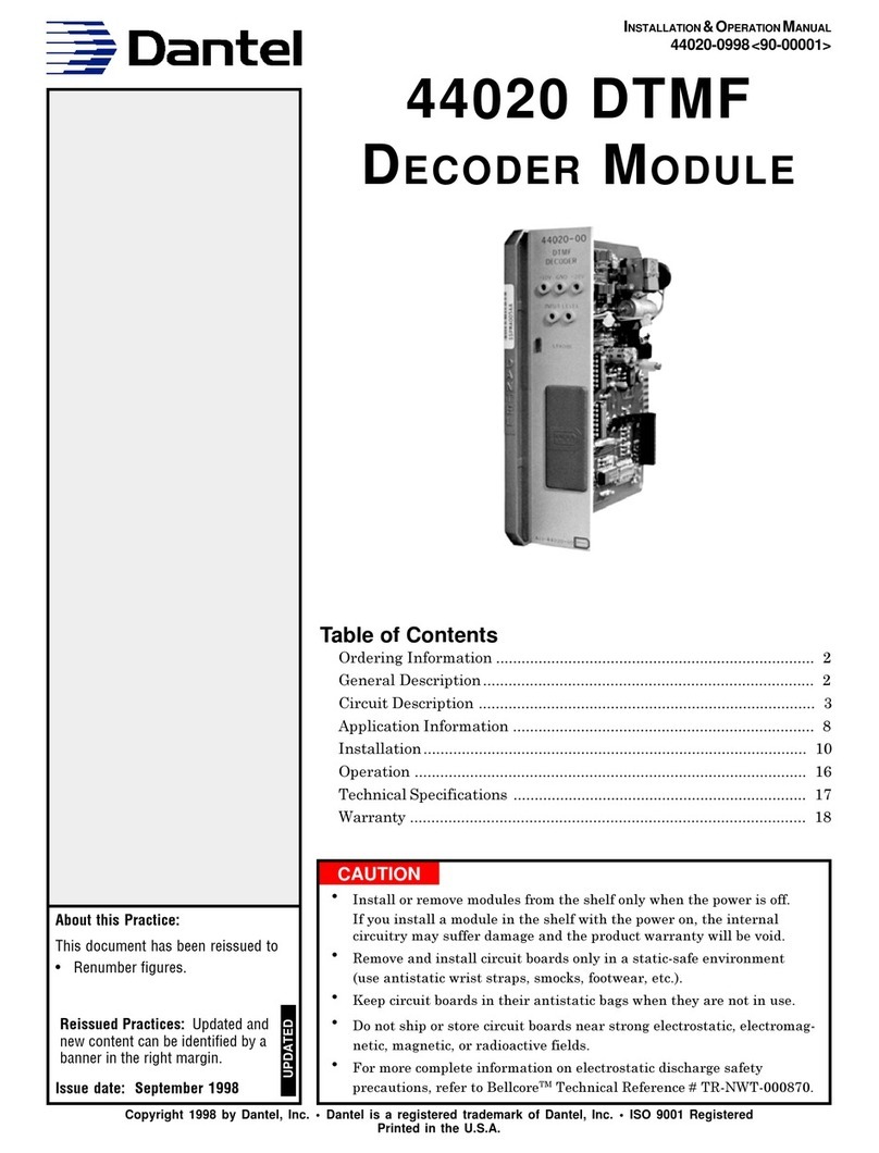 Dantel 44020 Installation & operation manual